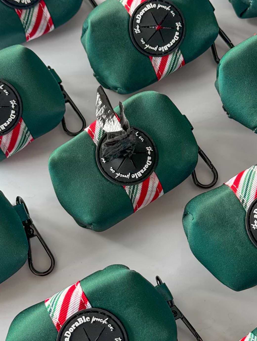 The Adorable Pooch Company Poop Bag Holder Candy Cane Forest
