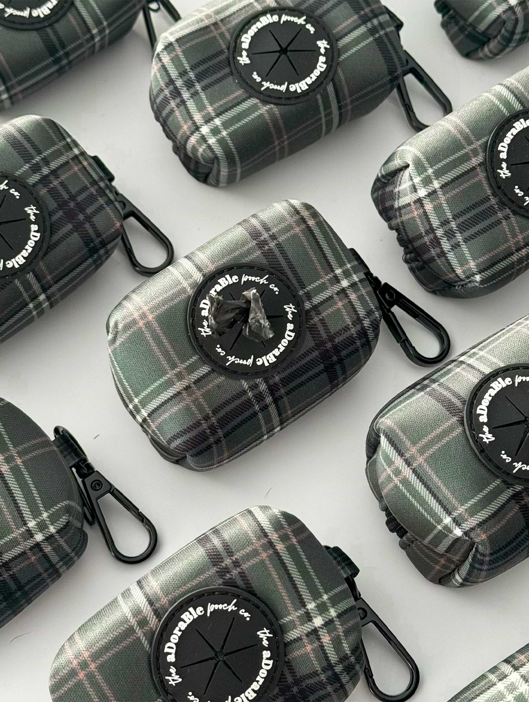 The Adorable Pooch Company Poop Bag Holder LUXE Hunter Green Plaid