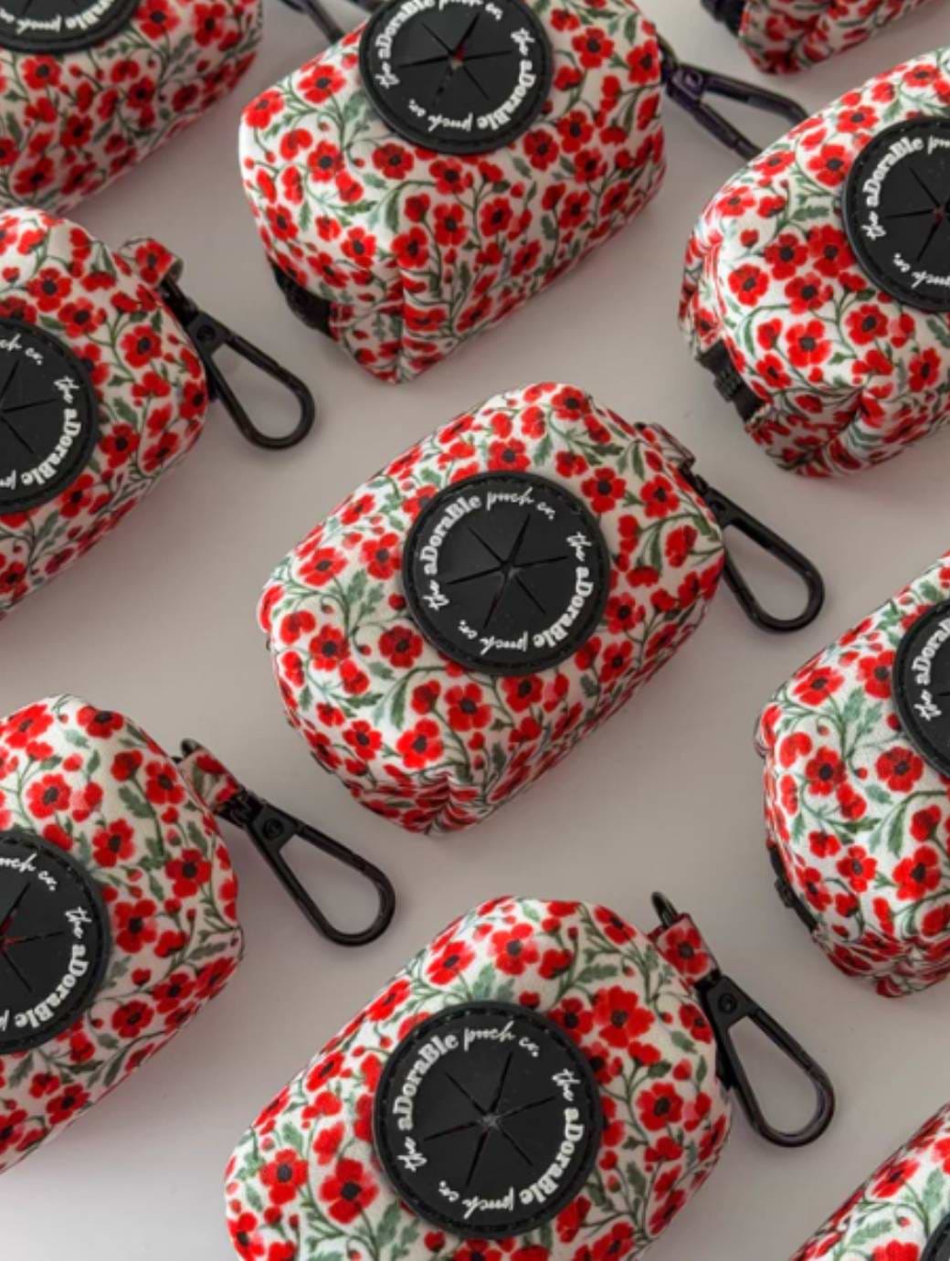The Adorable Pooch Company Poop Bag Holder Painted Poppies 