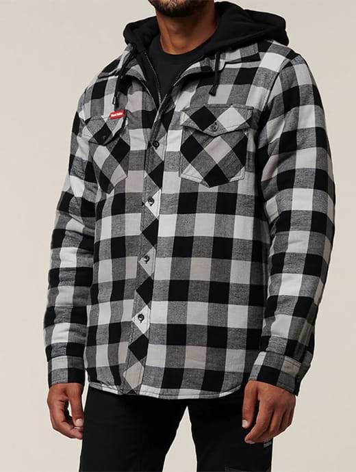 Hard Yakka Men's Quilted Flannel Shirt Black