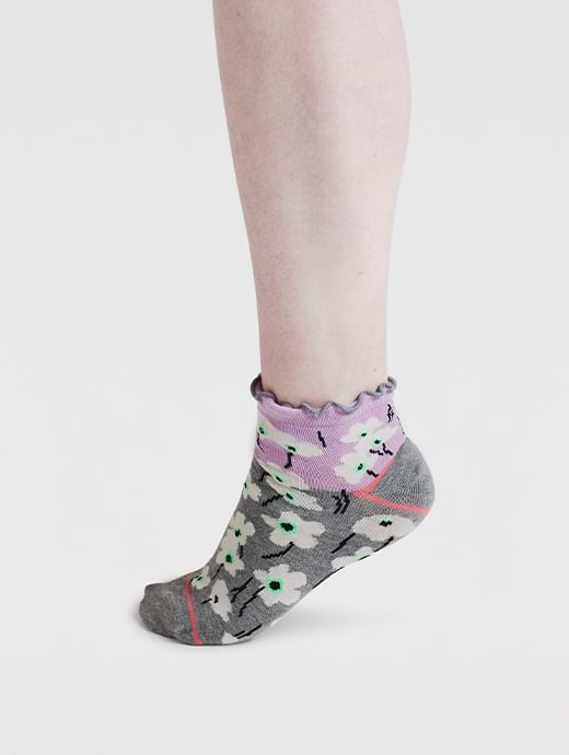 Thought Elora Floral Ankle Sock Lavender Pink -UK 4-7