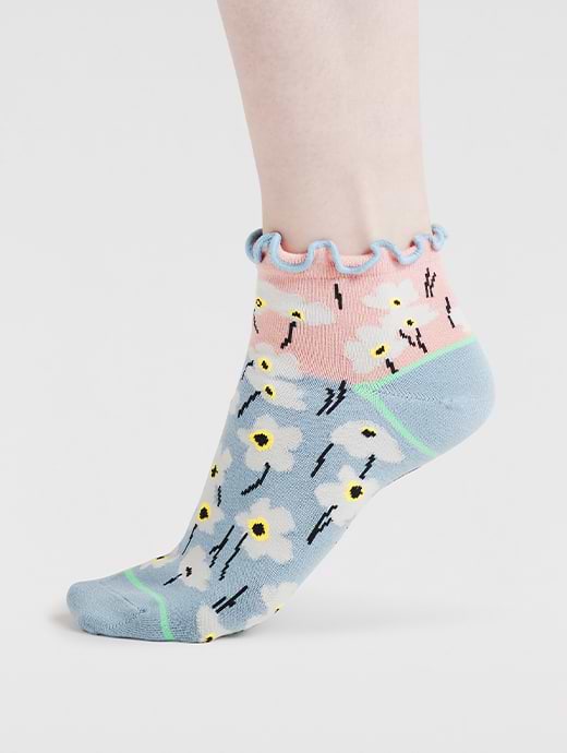 Thought Elora Floral Ankle Sock Madder Pink -UK 4-7