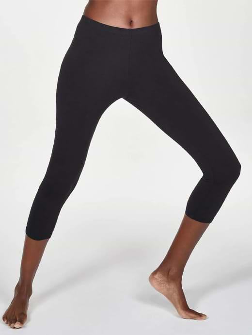 Thought Women's Ffion GOTS Organic Cotton Cropped Leggings Black