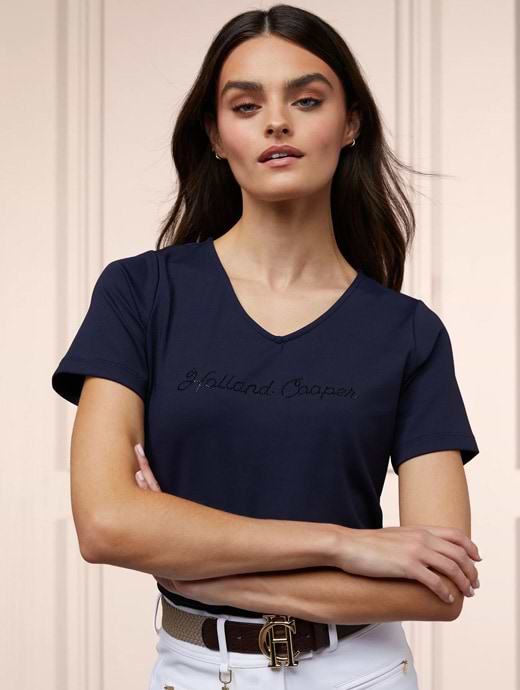 Holland Cooper Training V-Neck Tee Ink Navy 