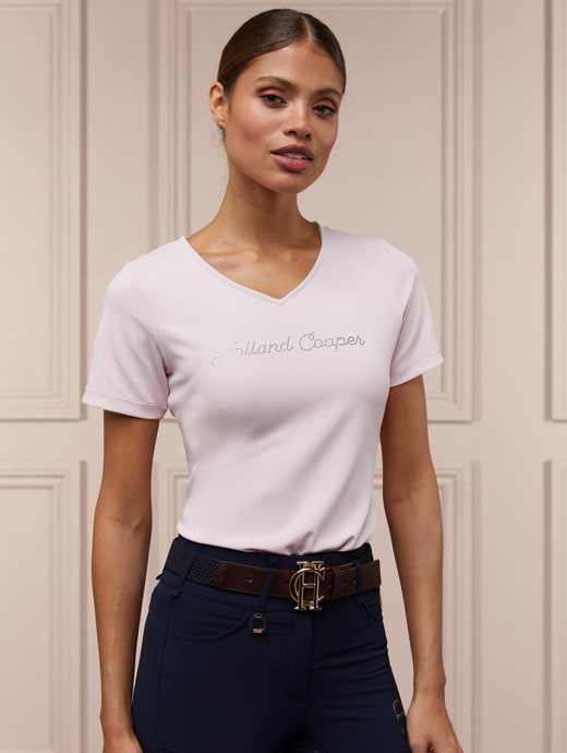 Holland Cooper Training V-Neck Tee Blush 