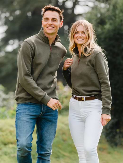 Beaumont & Bear Tuckenhay Unisex Quarter Zip Khaki 
