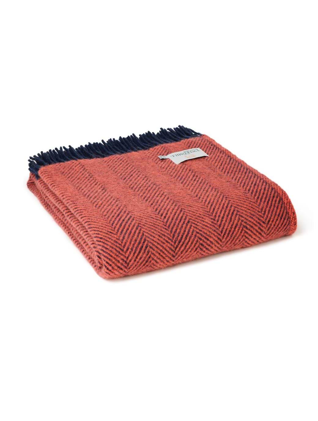 Tweedmill Pure New Wool Herringbone Flamingo & Navy 150 x 183cm