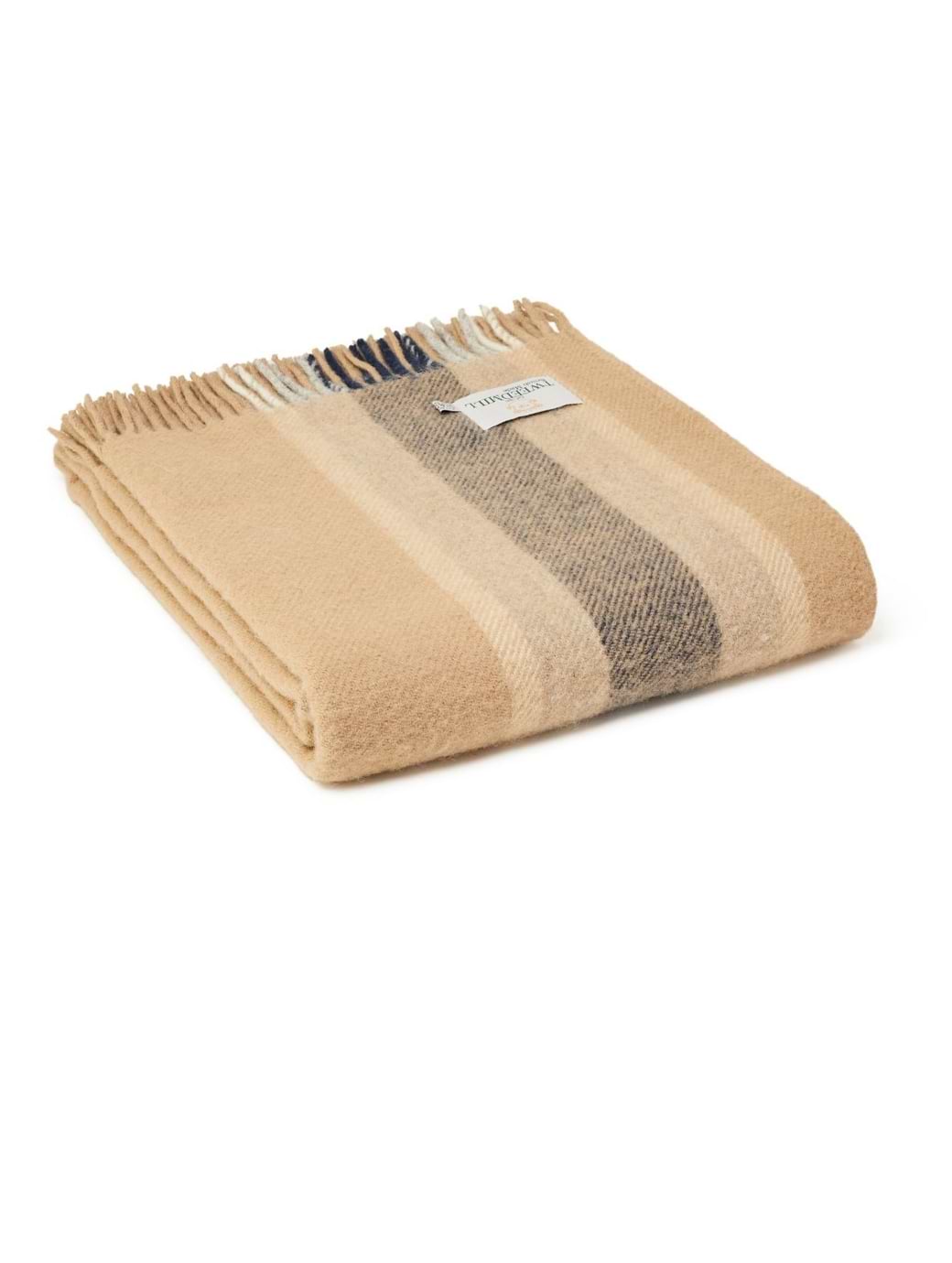 Tweedmill Pure New Wool Throw College Stripe Navy