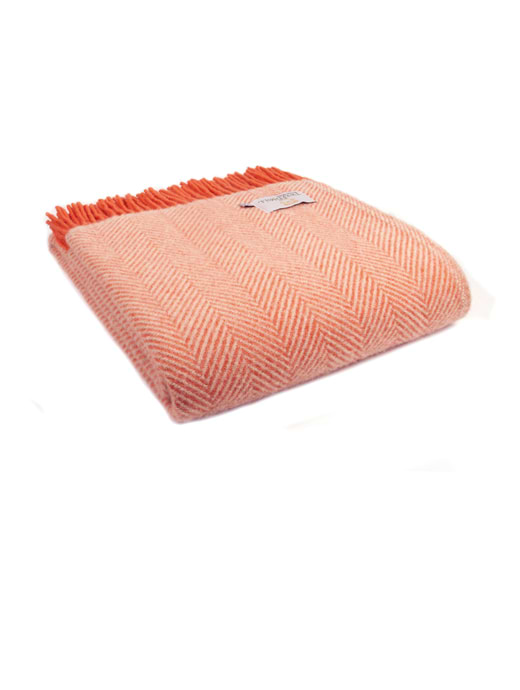 Tweedmill Throw Herringbone Flamingo and Pearl