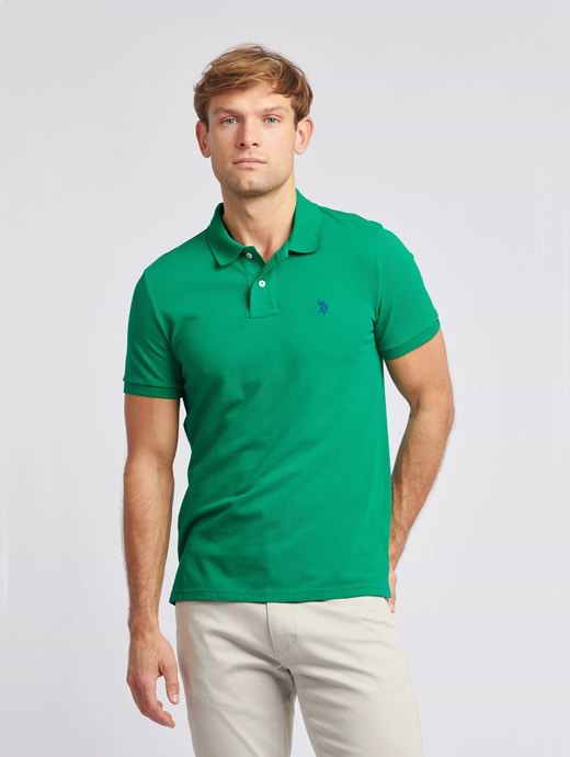 U S Polo Assn Men's DHM Pique Polo Lush Meadow