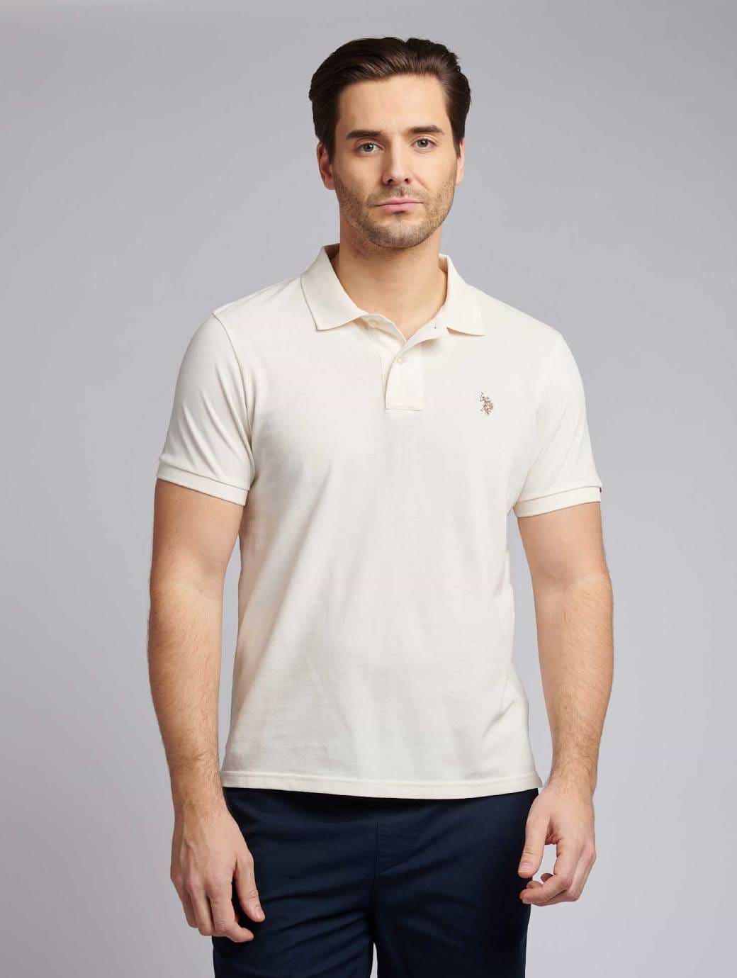 U S Polo Assn Men's DHM Pique Polo Whisper White