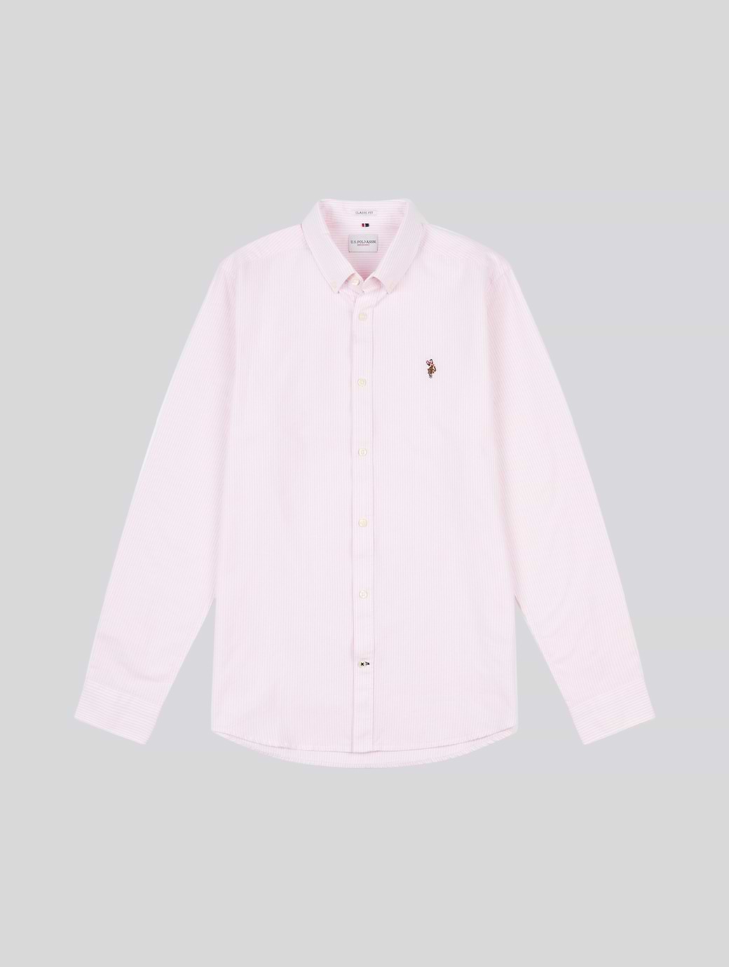 U S Polo Assn Men's Oxford Stripe Long Sleeve Shirt Tickled Pink