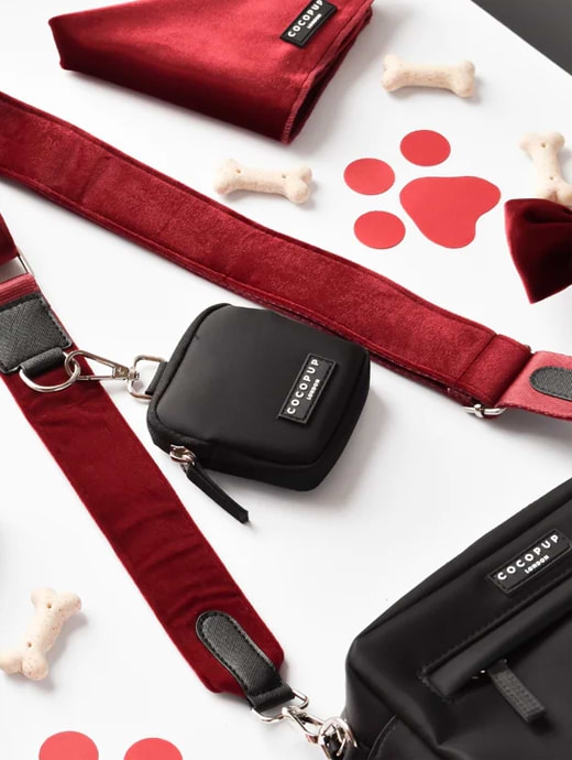 Cocopup London Vevlet Bag Strap Berry Red