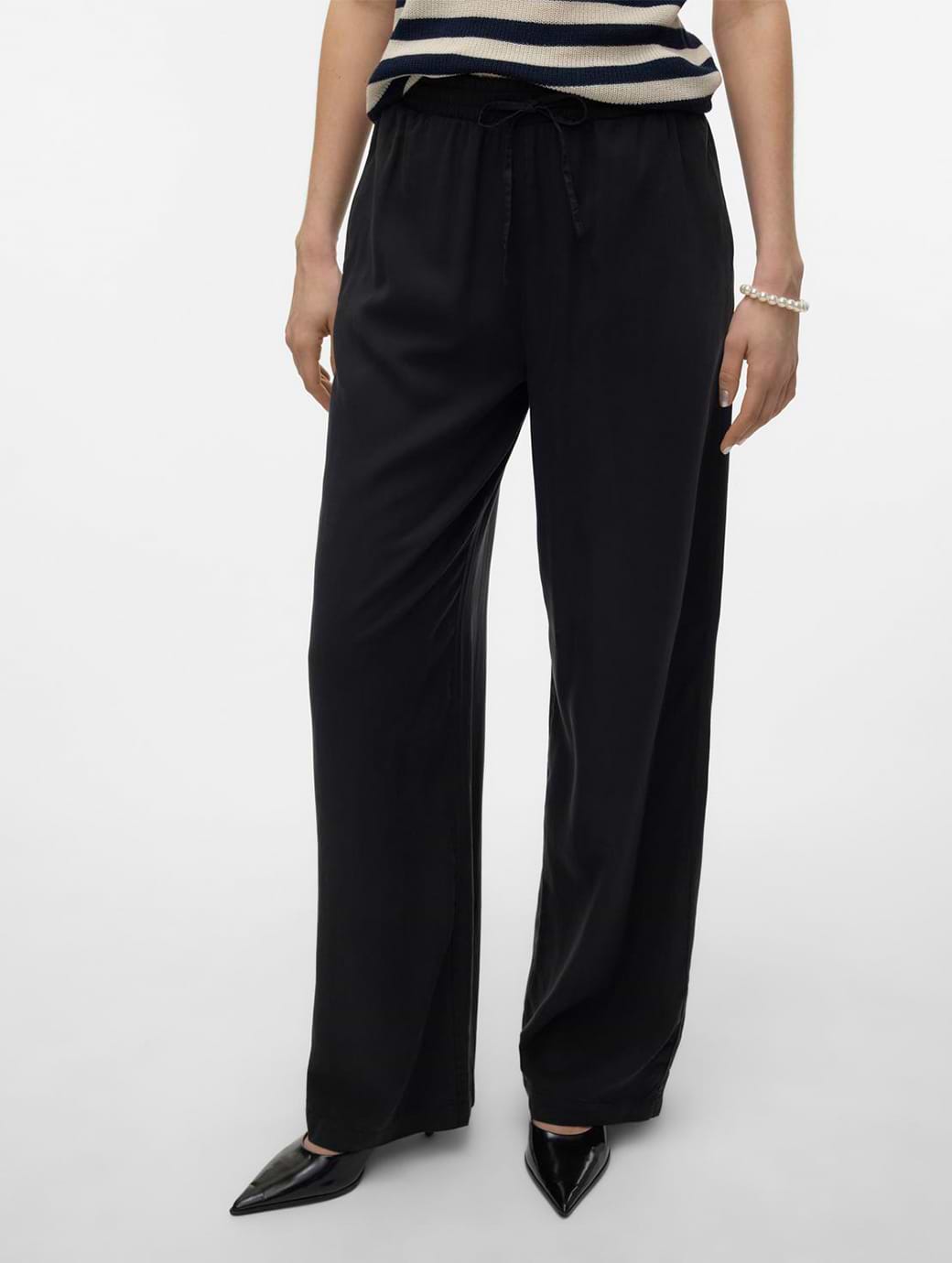 Vero Moda Bree Heavyweight Long Loose Tencel Pants Black Denim