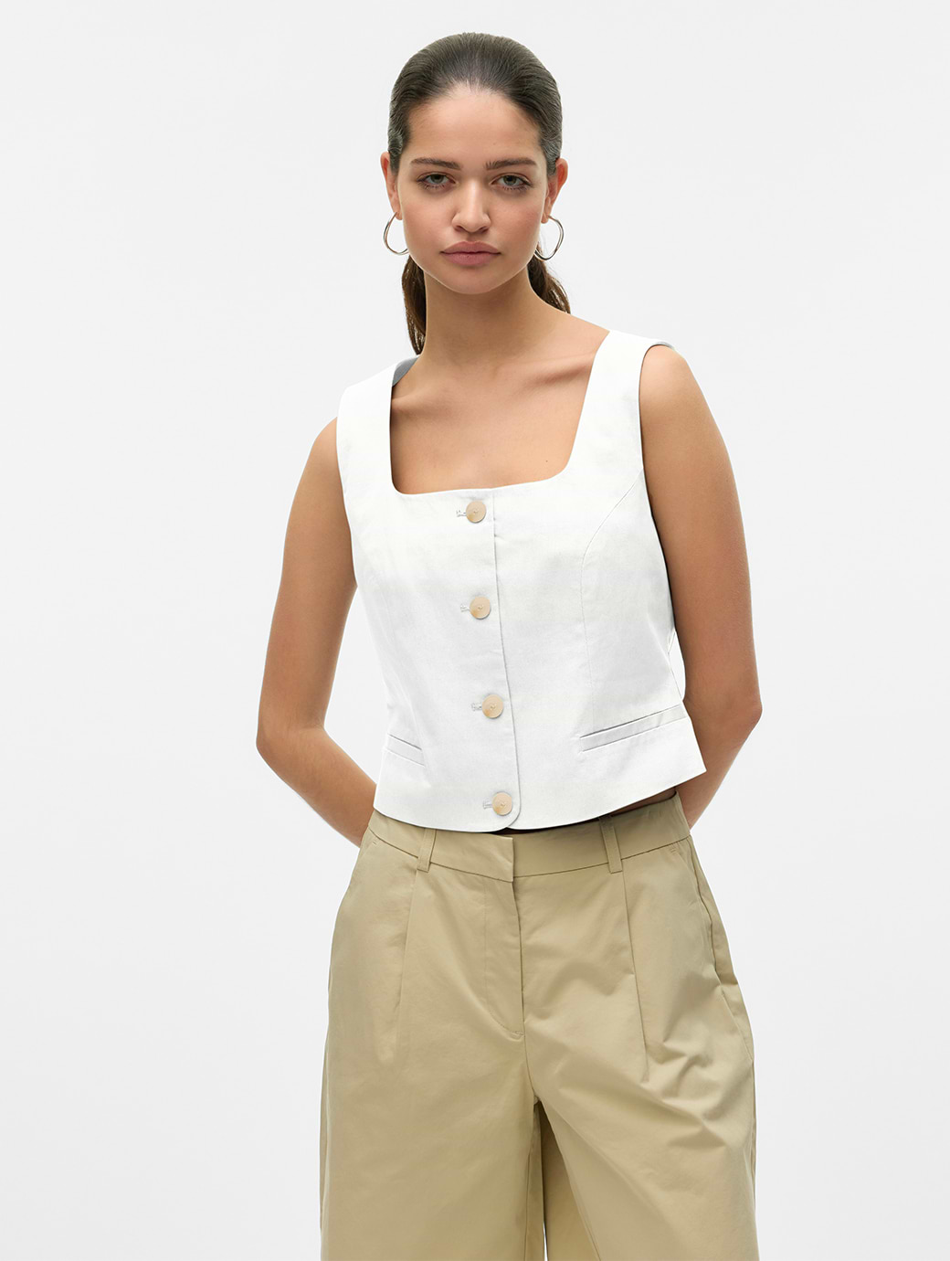 Vero Moda Chira Sleeveless Waistcoat Snow White