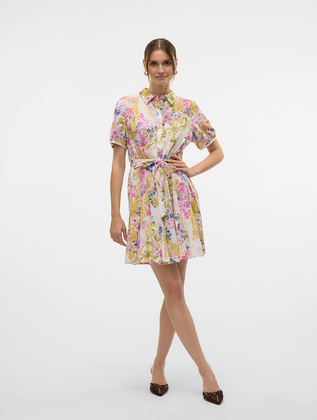 Vero Moda Dicthe 2/4 Short Volume Dress Snow White Lucky