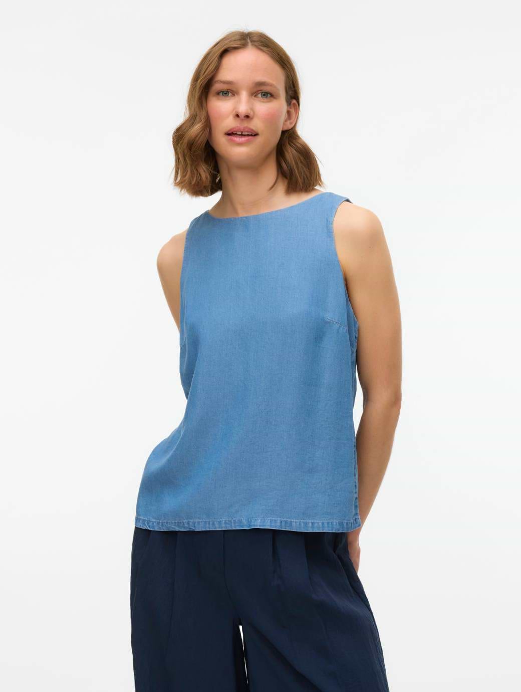 Vero Moda Fleur Sleeveless Tencel Top Medium Blue Denim
