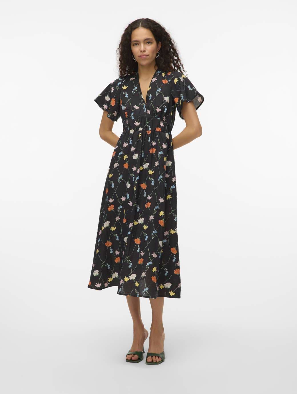 Vero Moda Flora Olga Short Sleeve 7/8 Dress Black