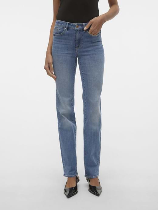 Vero Moda Women's Flash Straight Jeans LI347 Medium Blue Denim