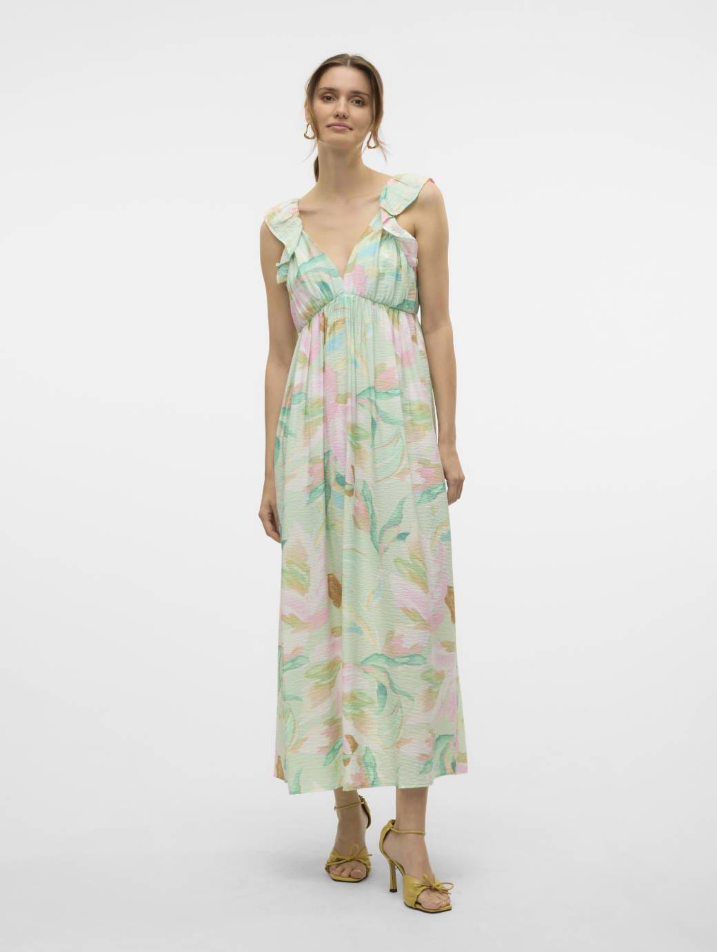 Vero Moda Josie Sleeveless Ankle Frill Dress Birds Egg Green Myra
