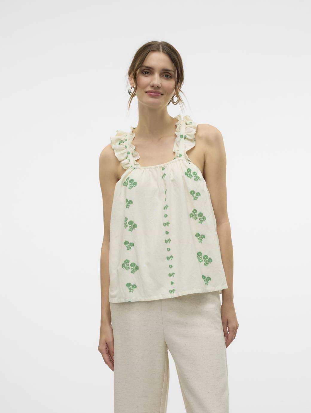 Vero Moda Pamela Sleeveless Top Cloud Dancer Bosphorus