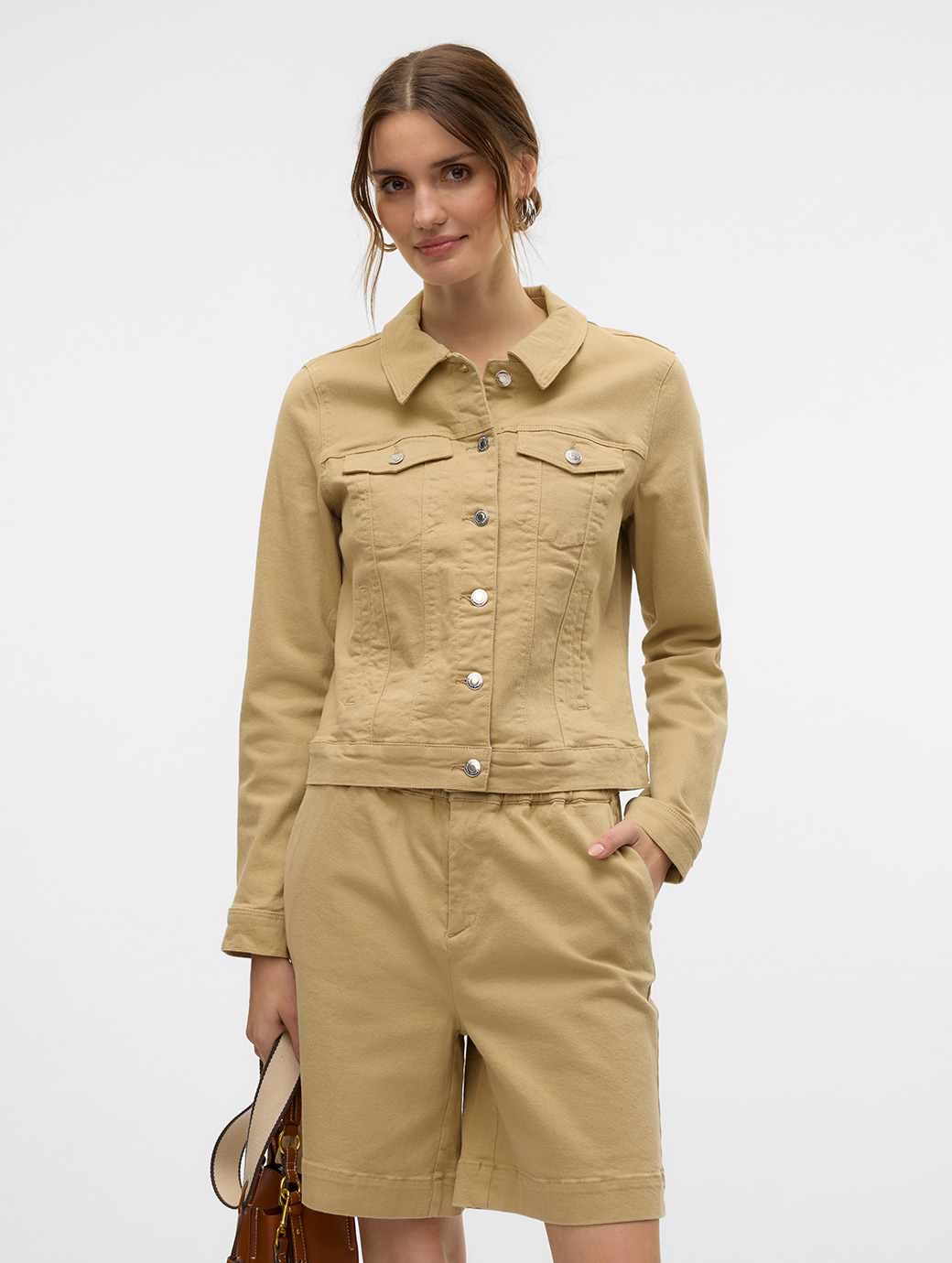 Vero Moda Wild Soya Long Sleeve Collared Jacket Twill