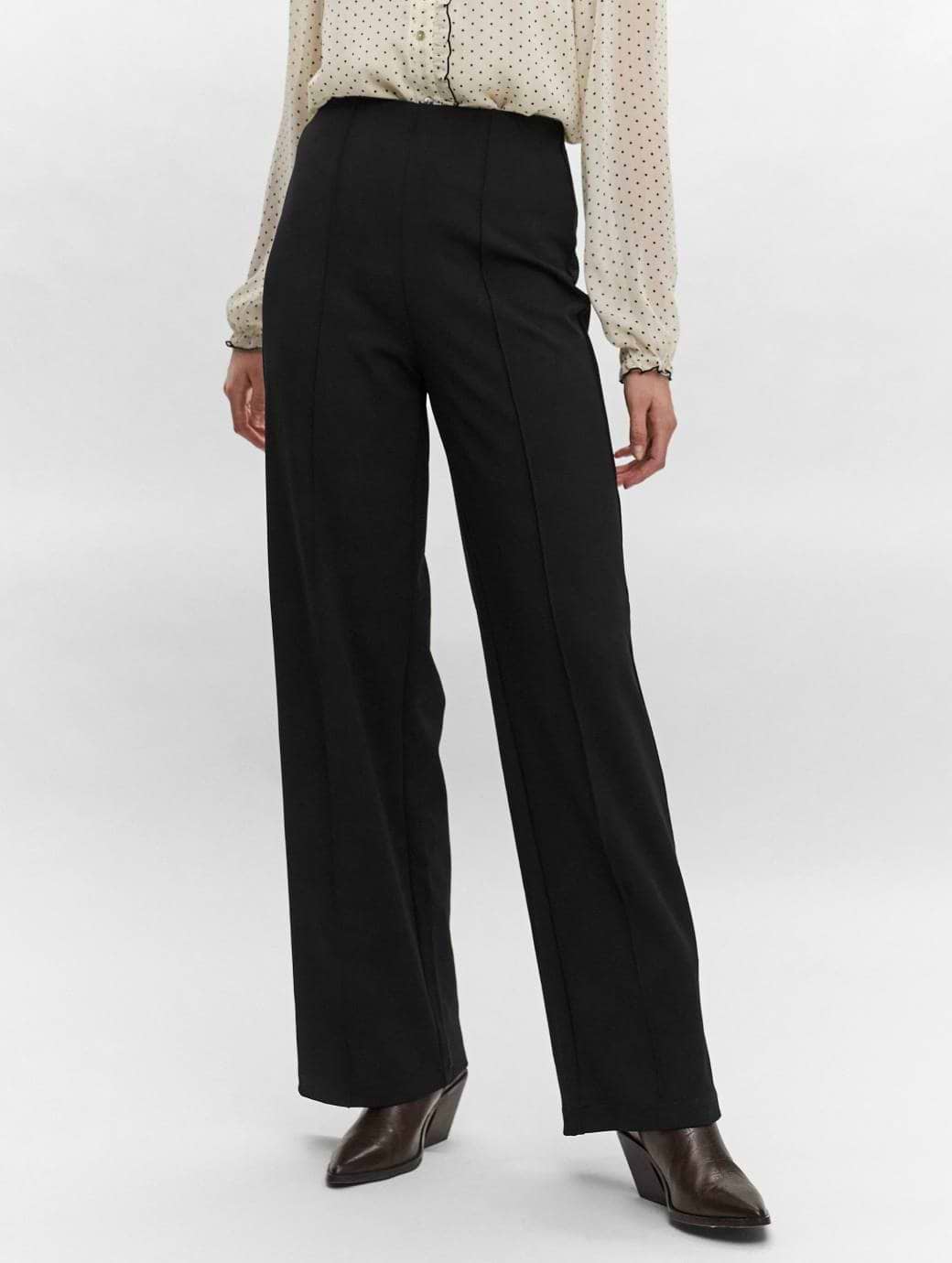 Vero Moda Women's Becky Heavyweight Wide Pull On Pant Black