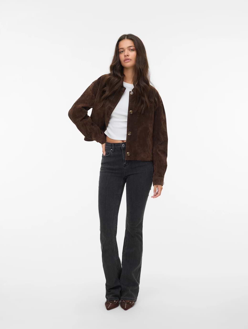 Vero Moda Regular fit jack in de look van imitatiebont, model 'MONROE' in chocoladebruin online