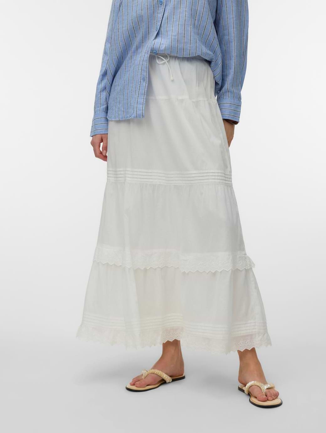 Vero Moda Women's Sandy High Waisted Ankle Skirt Snow White