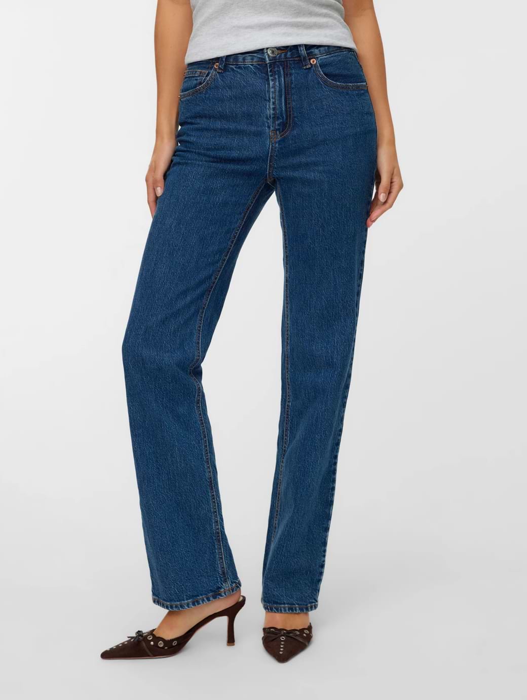 Vero Moda Women's Tessa Straight Jeans Dark Blue Denim