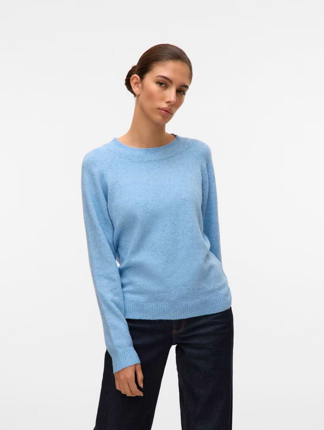 Vero Moda Women's Doffy Long Sleeve O-Neck Blouse Blue Jasper Melange