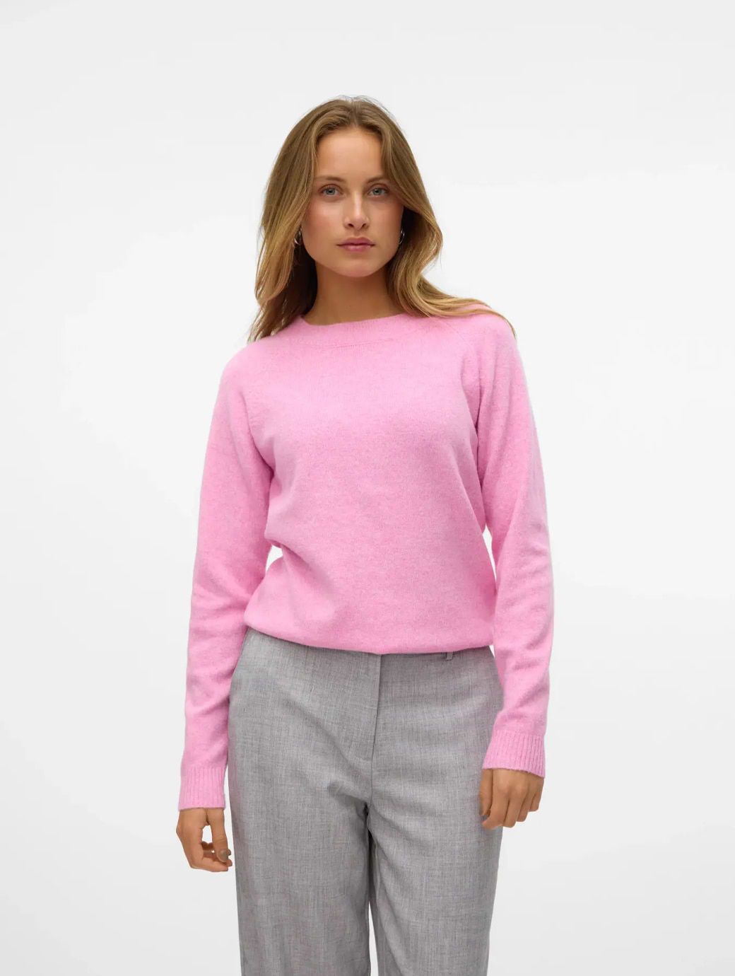 Vero Moda Women's Doffy Long Sleeve O-Neck Blouse Fuchsia Pink