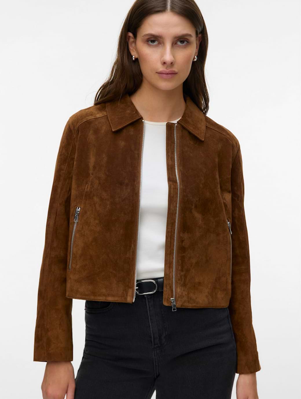 Vero Moda Women's Janice Jade Short Suede Jacket Dachshund