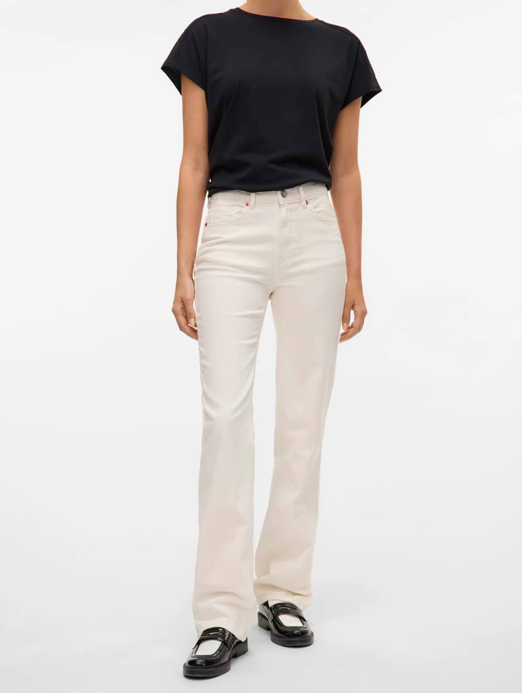 Vero Moda Women's Tessa High Rise Straight Jeans Bright White