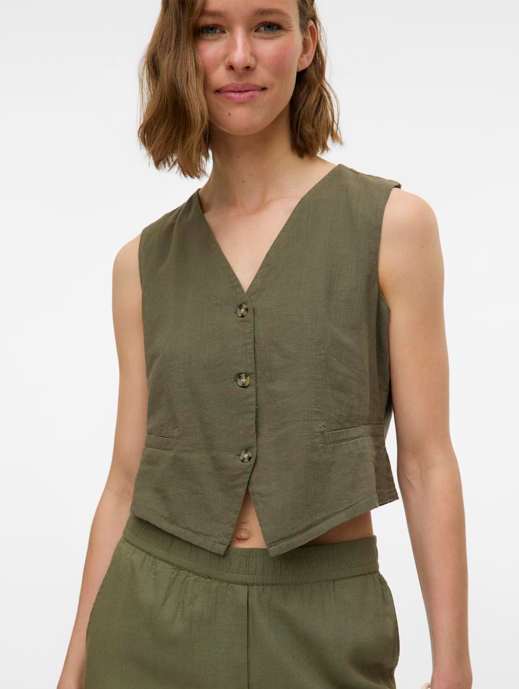 Vero Moda Women's Caia Short Sleeve Vest Top Deep Lichen Green