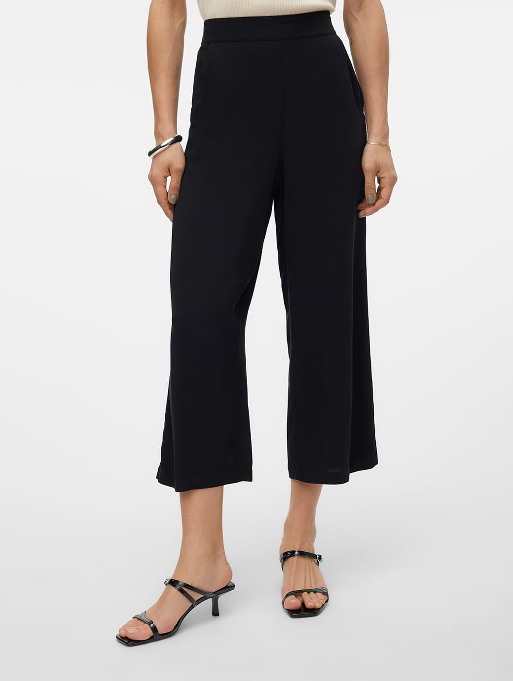 Vero Moda Women's VMEASY High Waisted Culotte Pants Black