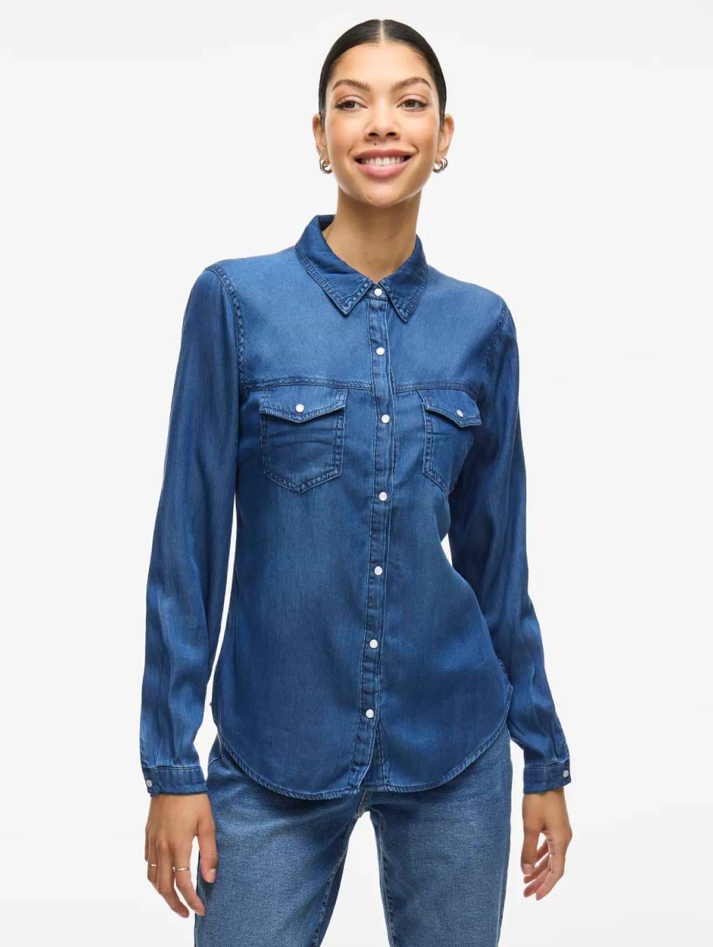 Vila Bista Denim Shirt Dark Blue Denim Clean