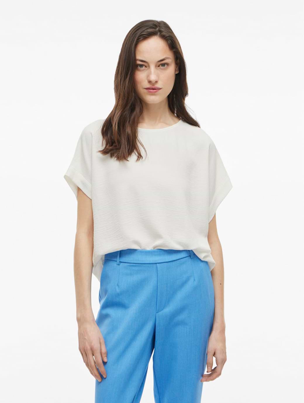 Vila Josa Short Sleeve Top Snow White