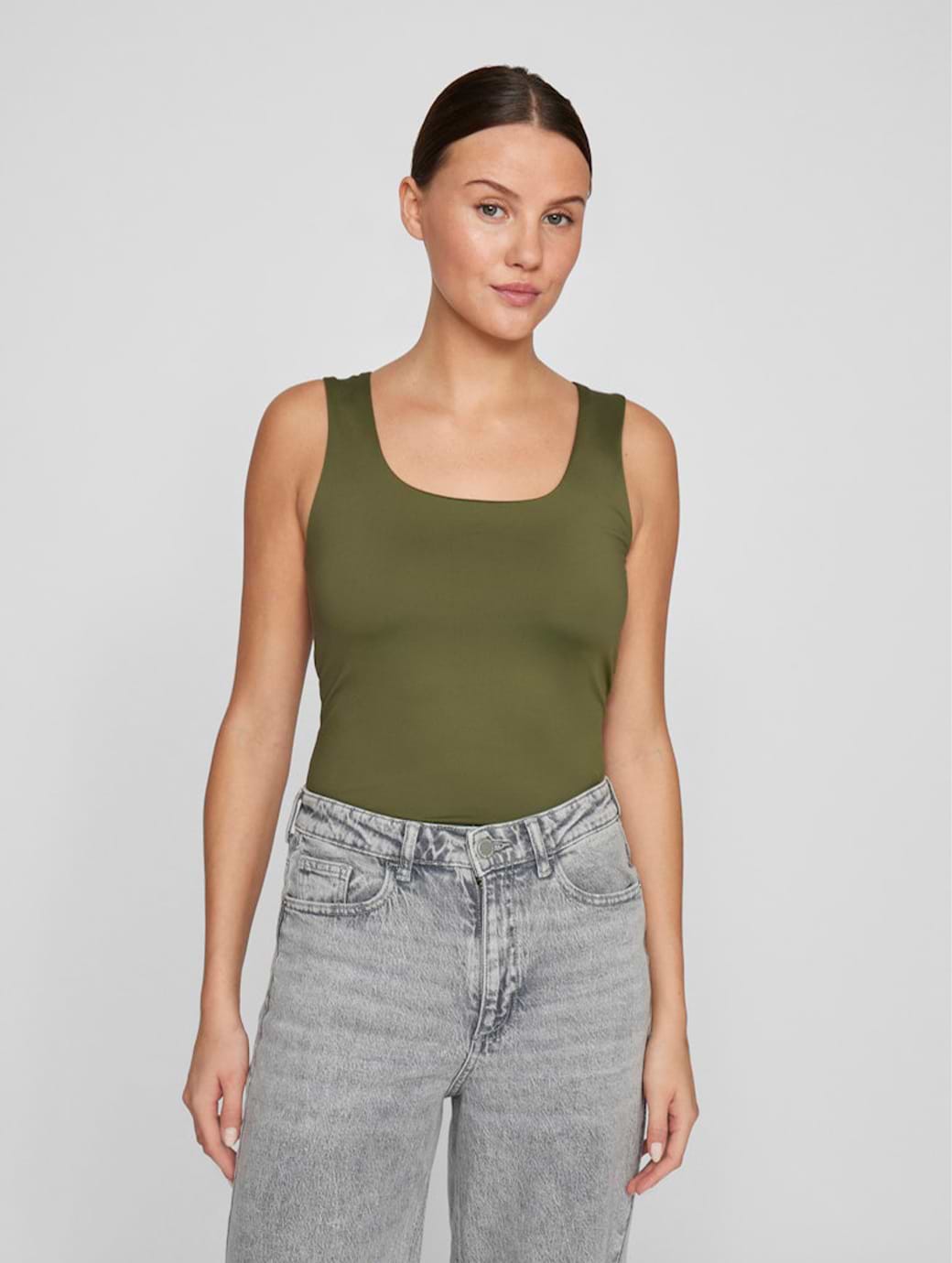 Vila Kenza U-Neck Sleeveless Tank Top Capulet Olive