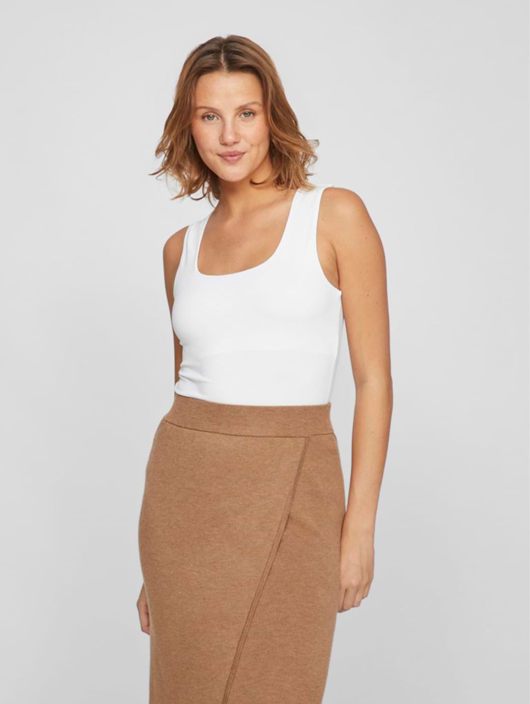 Vila Kenza U-Neck Sleeveless Tank Top Optical Snow
