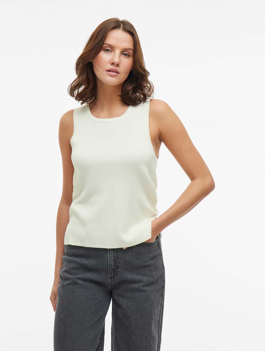 Vila Kippa O-neck Sleeveless Knit Top Cloud Dancer