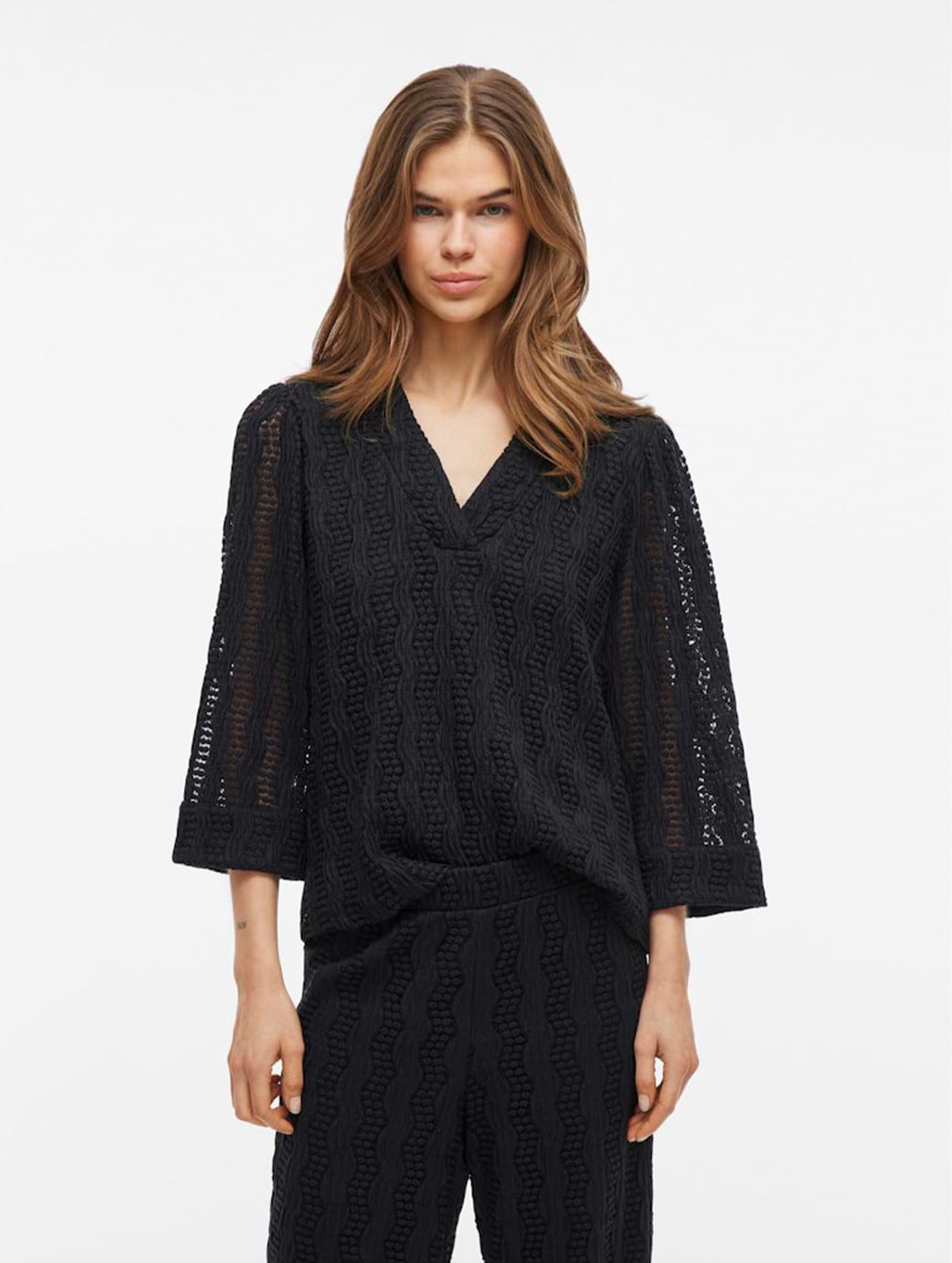Vila Lumena V-neck 3/4 Top Black Beauty