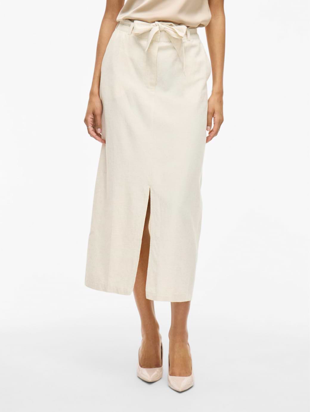 Vila Prisilla Midi Pencil Skirt Super Light Natural Melange