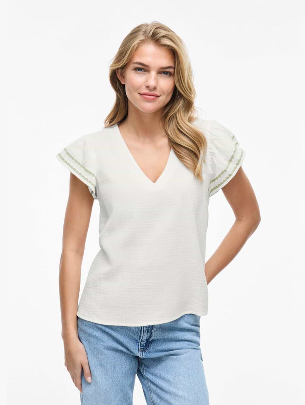 Vila Tovan V-neck Top Birch Sage