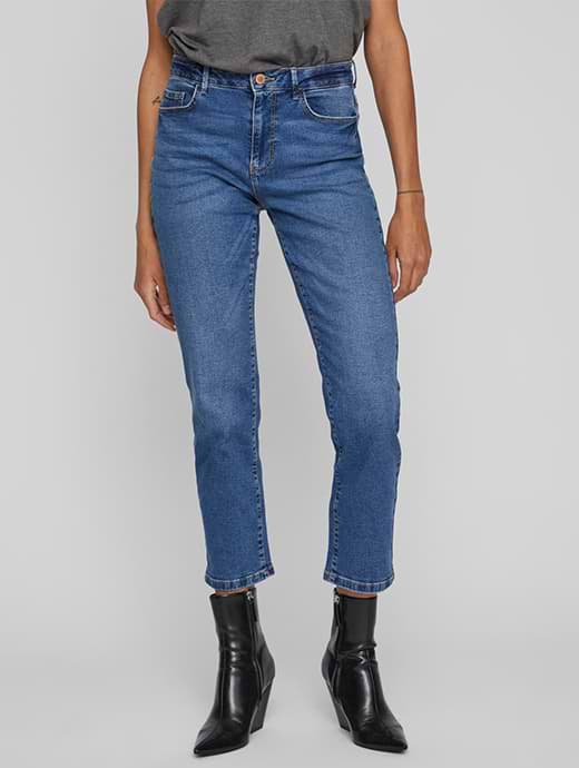 Vila Vialice Jo Straight Jeans Mid Blue Denim