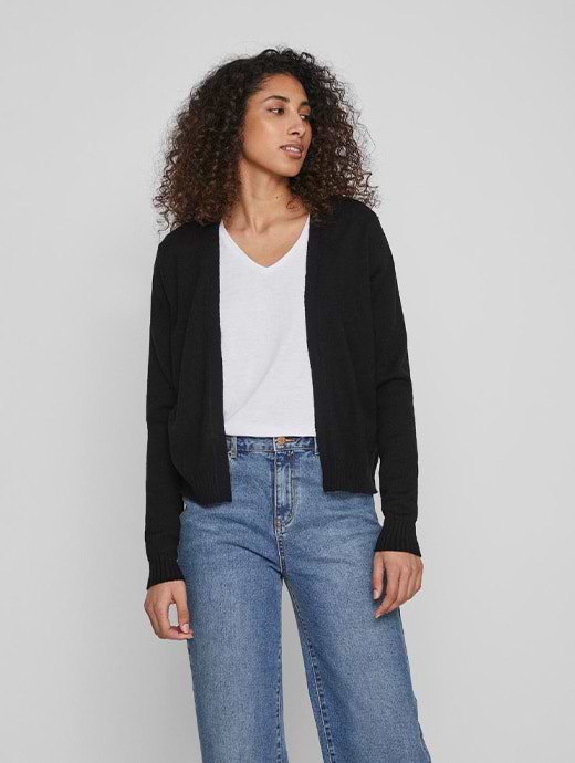 Vila Viril Short Long Sleeve Cardigan Black