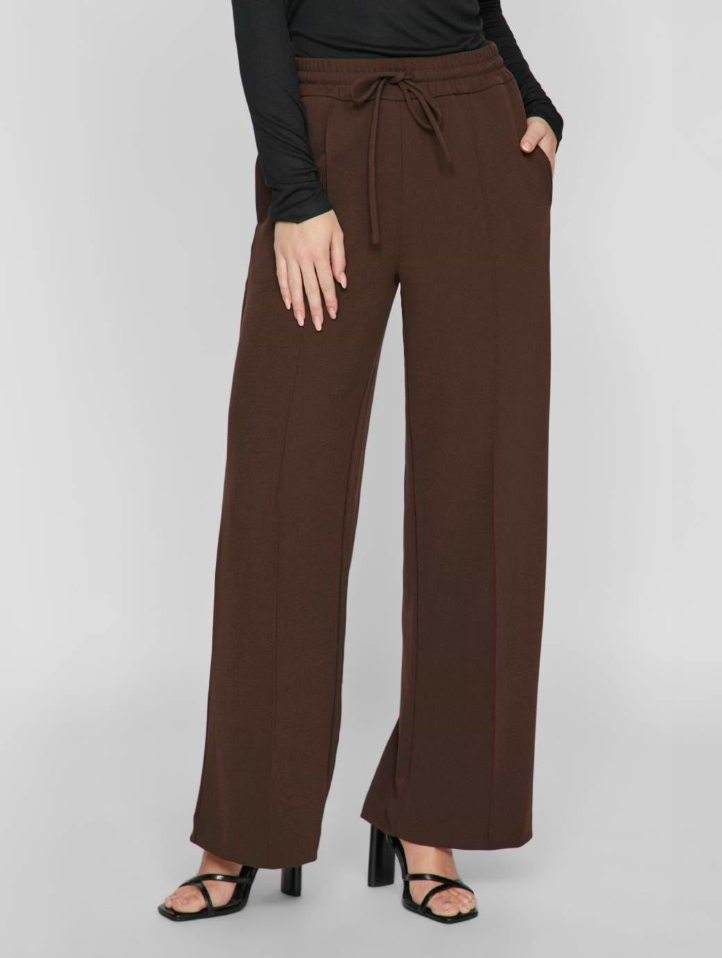 Vila Women's Clua Heavyweight Wide Trousers Coffee Bean