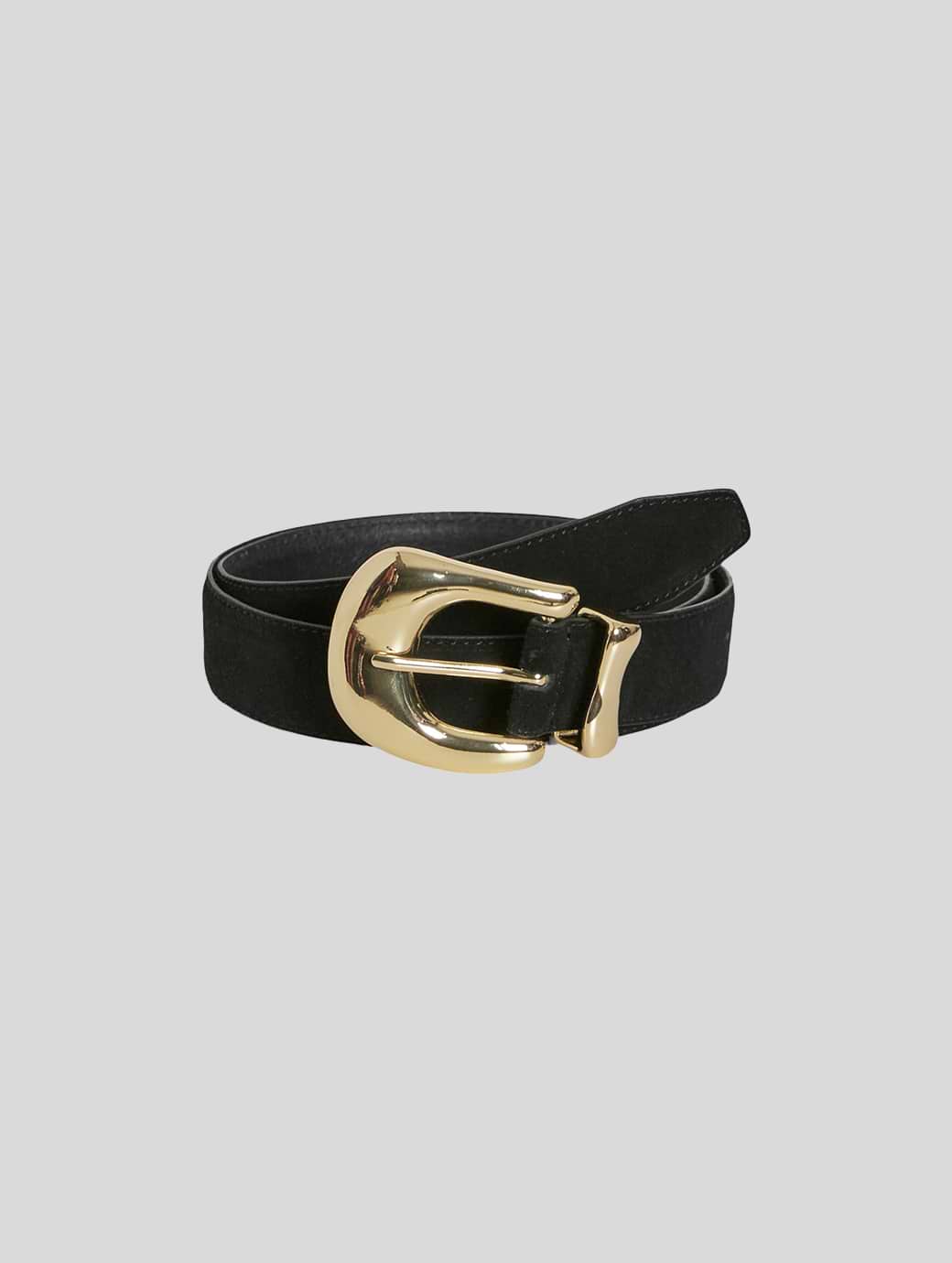 Vila Women's Millie Suede Leather Jeans Belt Black/Gold