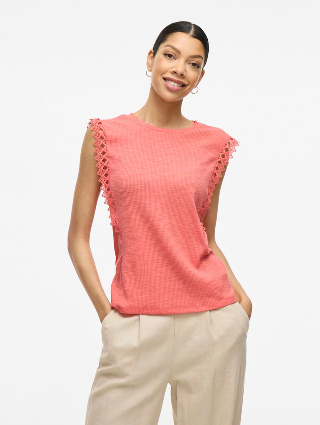 Vila Women's Otessa O-neck Cap Sleeve Top Dubarry