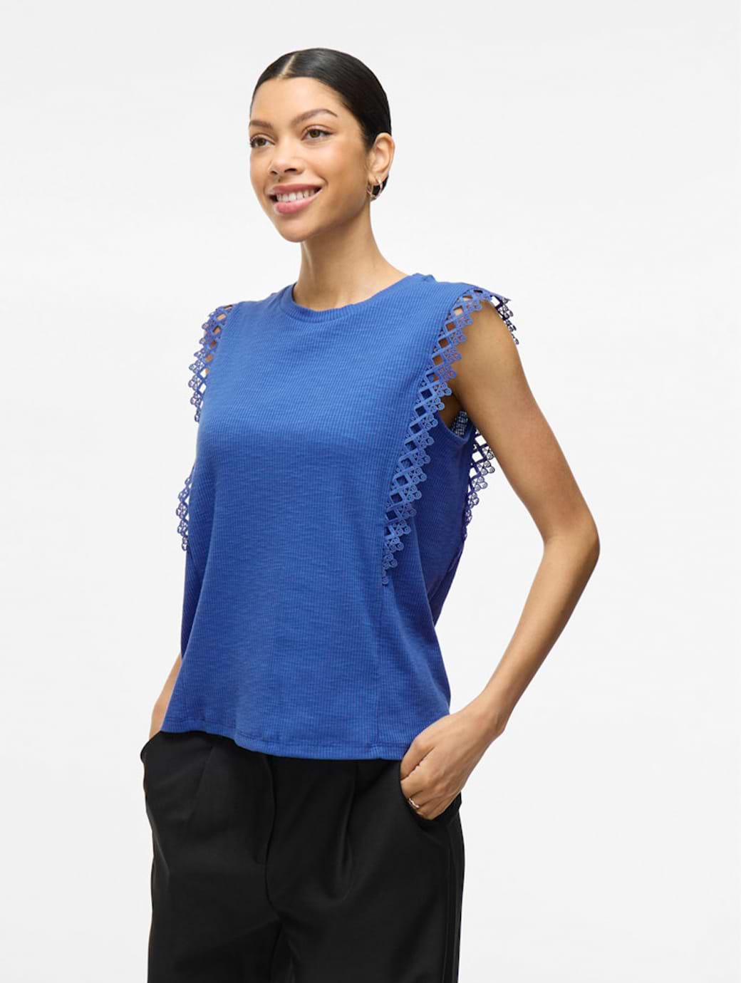 Vila Women's Otessa O-neck Cap Sleeve Top Regatta